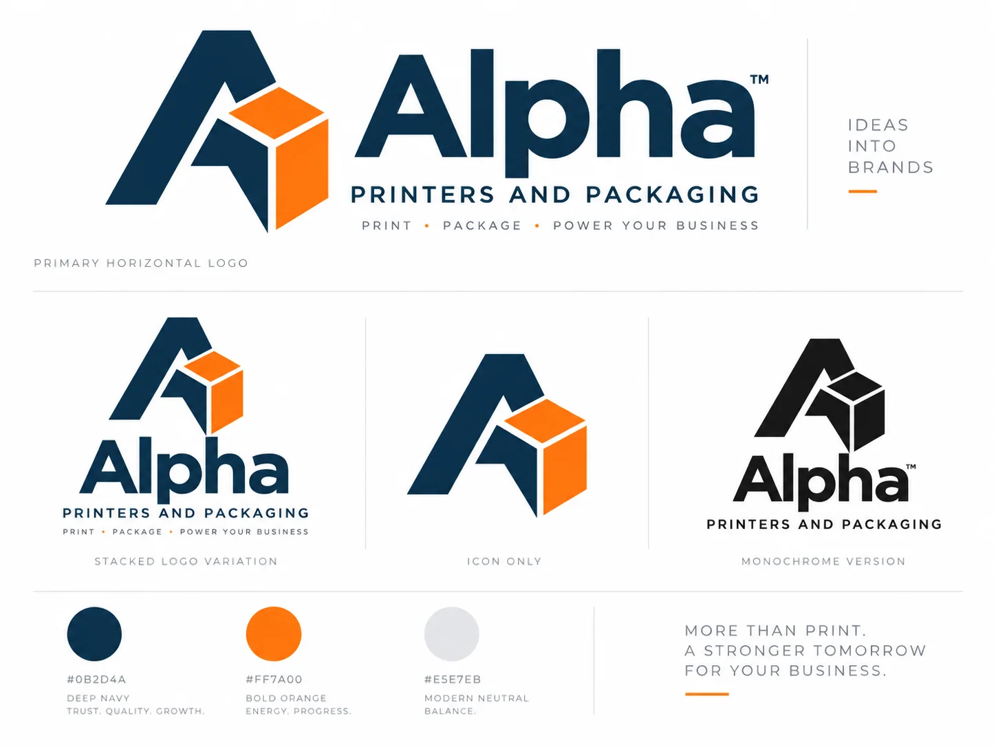Alpha Printers and Packaging brand identity
